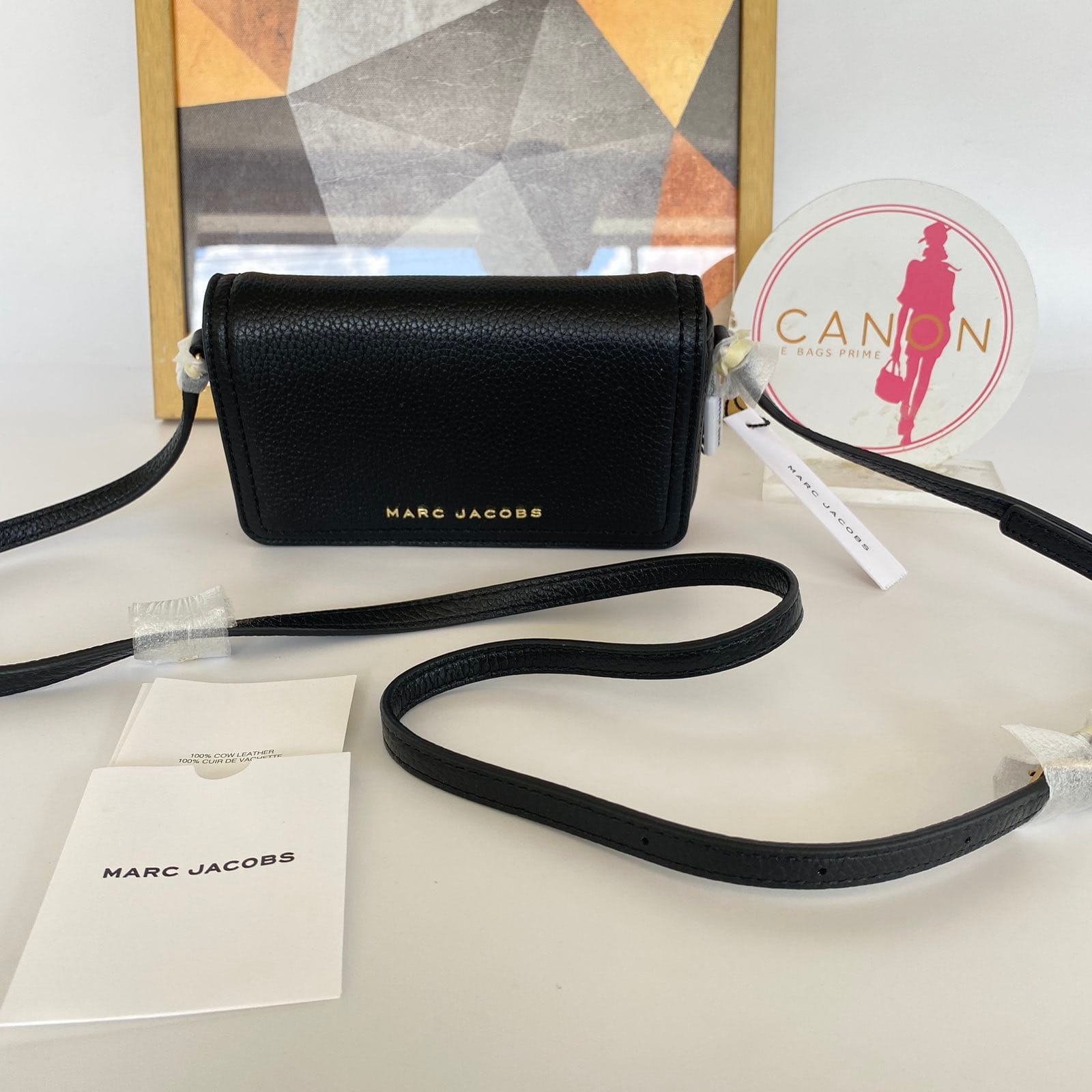 Marc Jacobs Black Leather Mini Wallet on Strap. Made in Vietnam.