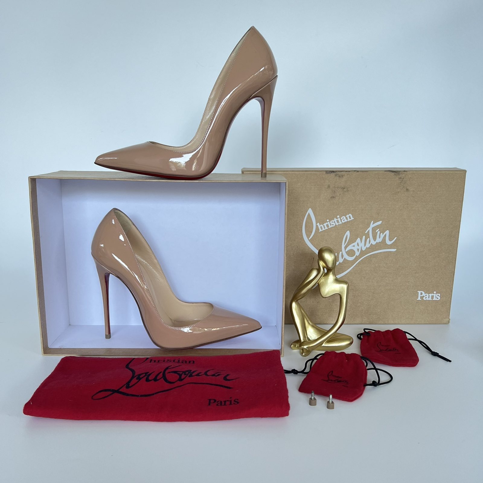 Louboutin Beige Patent Heels Size 36 ½. Made in Italy. With dustbag & box ❤️ - Canon E-Bags Prime