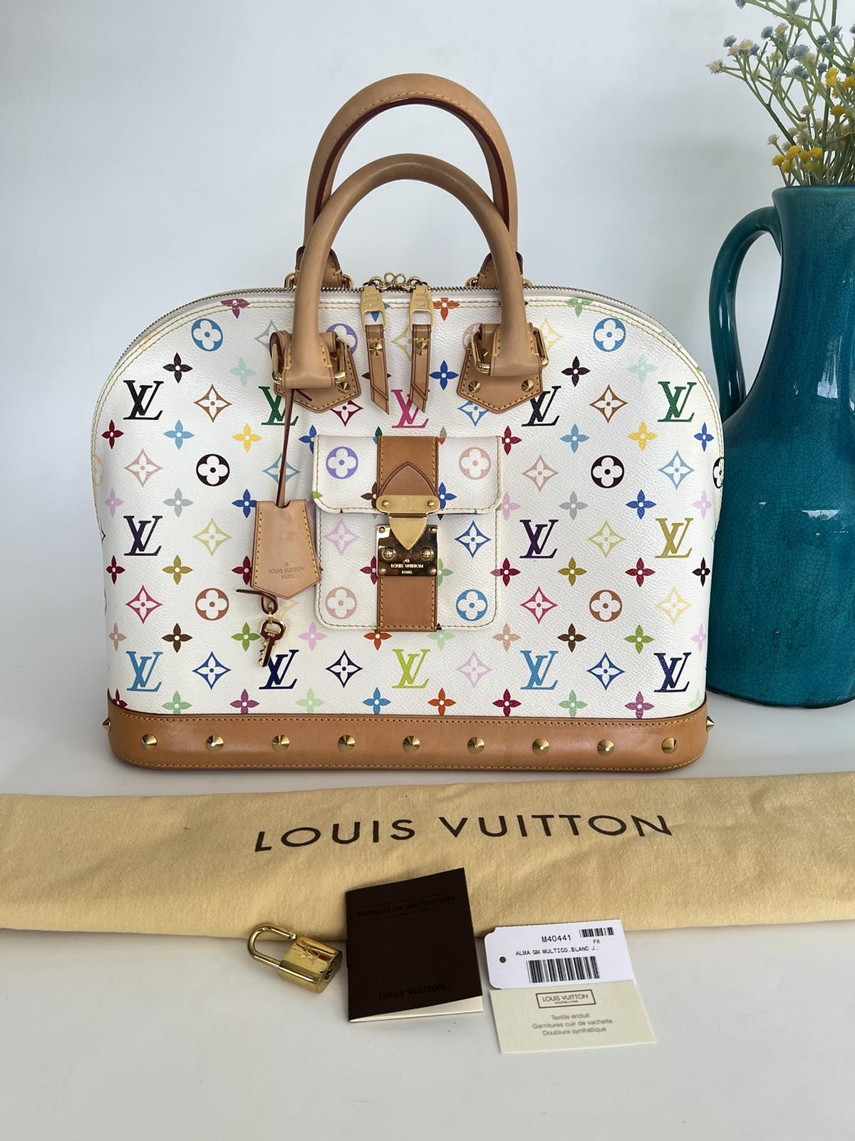 Louis Vuitton White Multicolore Alma GM. DC: FL4132. Made in France. With  lock & key, clochette, tag, care booklet and dustbag ❤️ - Canon E-Bags Prime