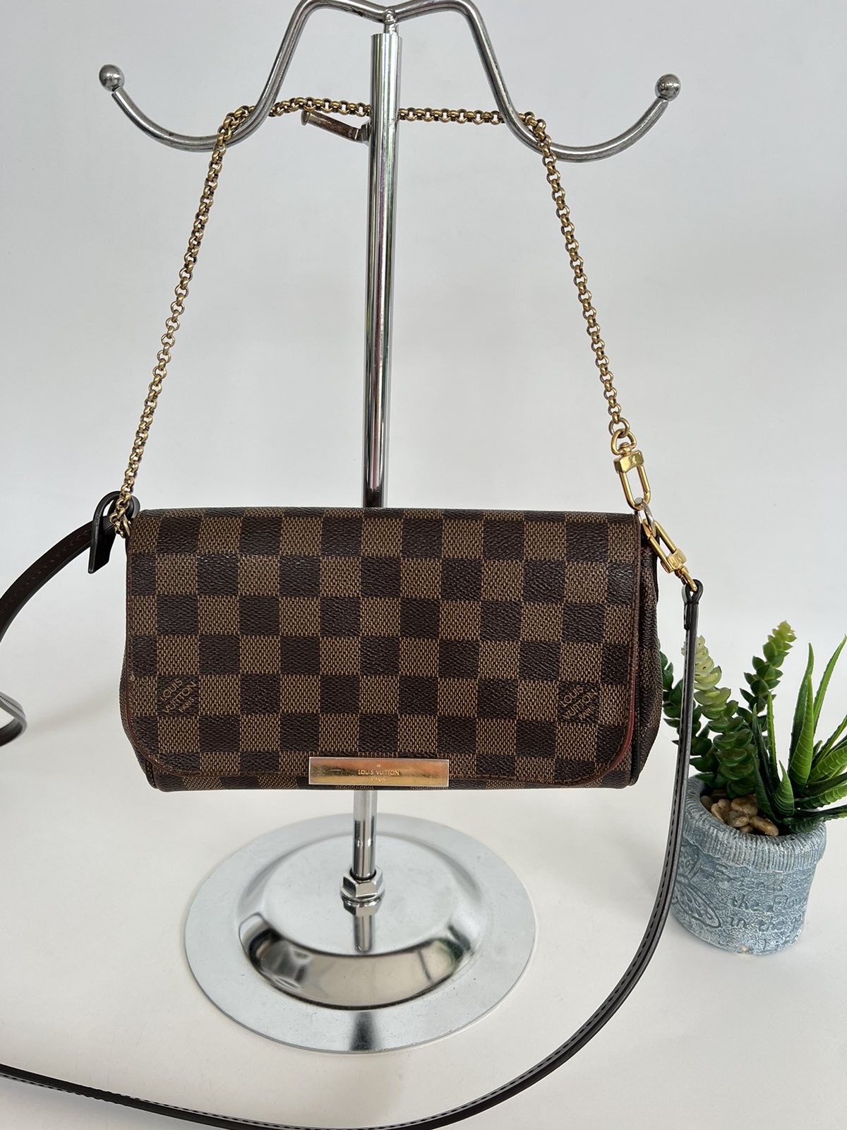 Louis Vuitton Damier Ebene Favorite PM. Year 2015. Made in France. With chain  strap & long strap ❤️ - Canon E-Bags Prime