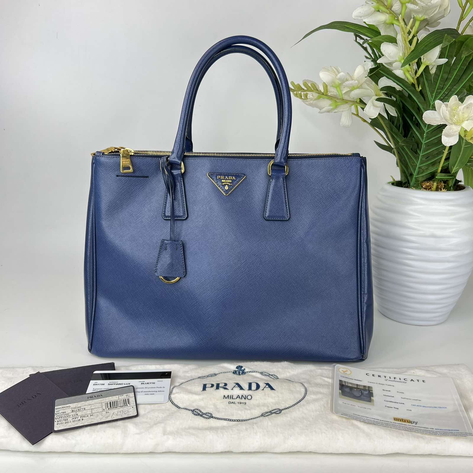 Prada Blue Two-Tone Saffiano Lux Leather Large Double Zip Tote at 1stDibs   prada two tone bag, prada saffiano two tone bag, blue prada saffiano bag