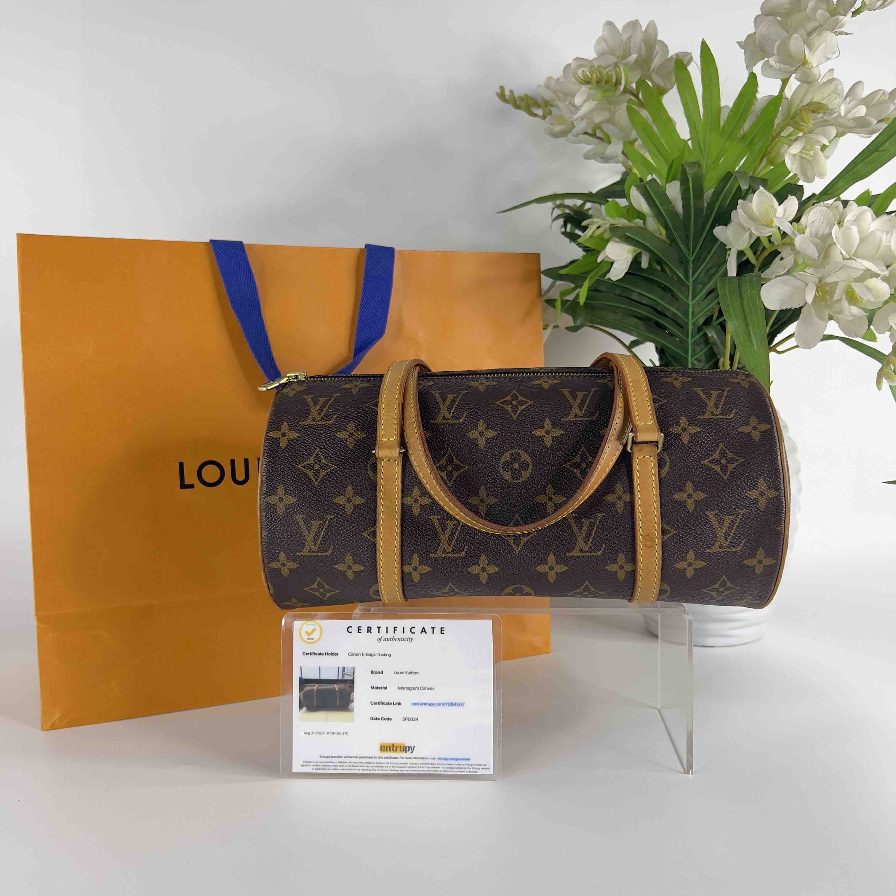 Authentic Louis Vuitton Papillon 30 Monogram Canvas Hand Bag w