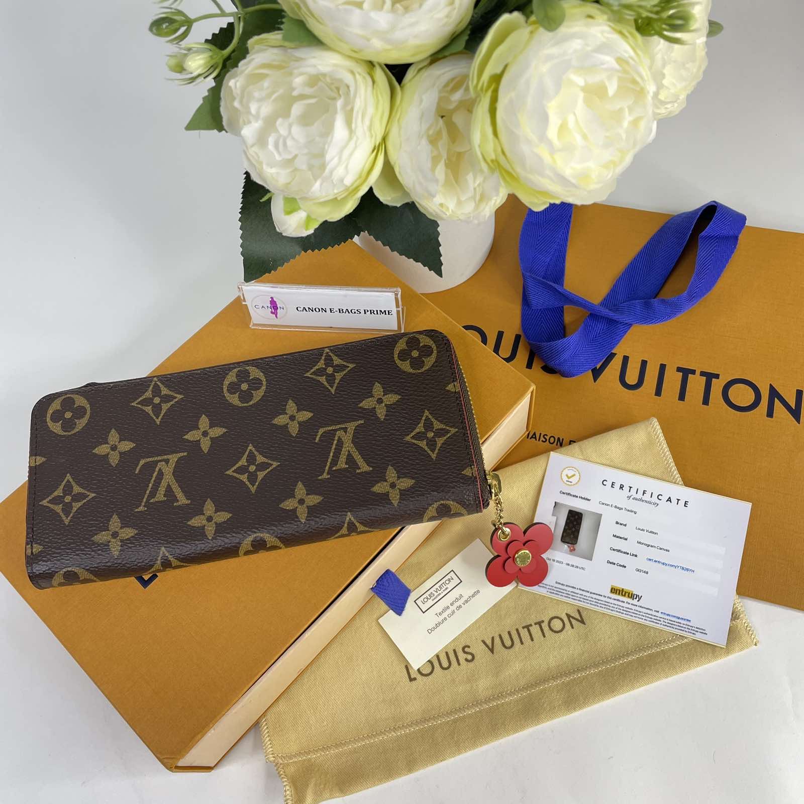 Louis Vuitton Monogram Canvas Bloom Flowers Charm Clemence Wallet