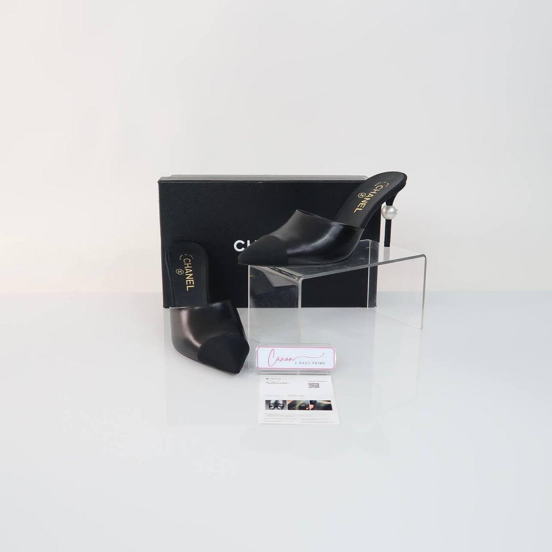 Pointed Toe Pearl Heel Mules