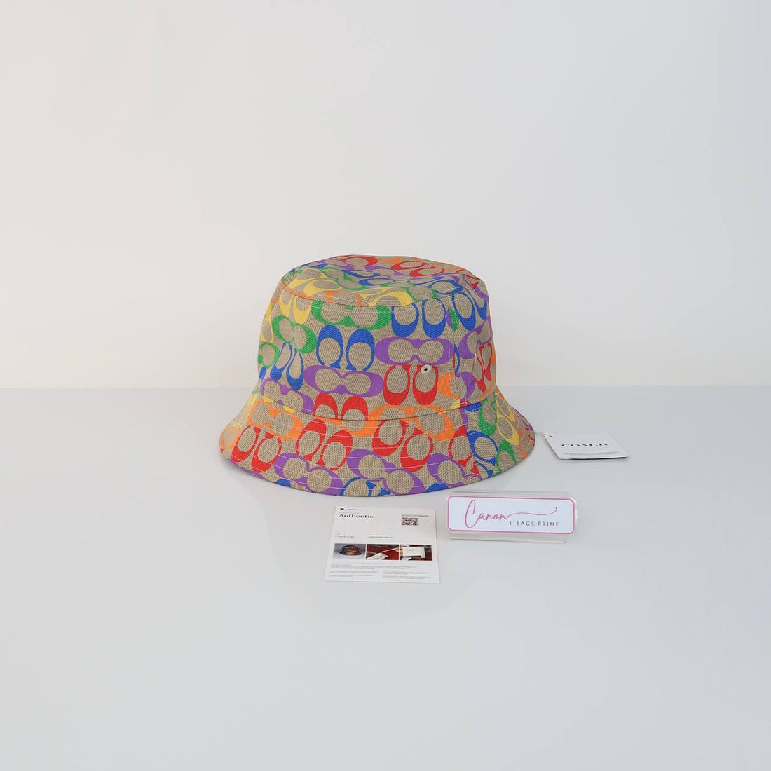 Rainbow Monogram Print Bucket Hat