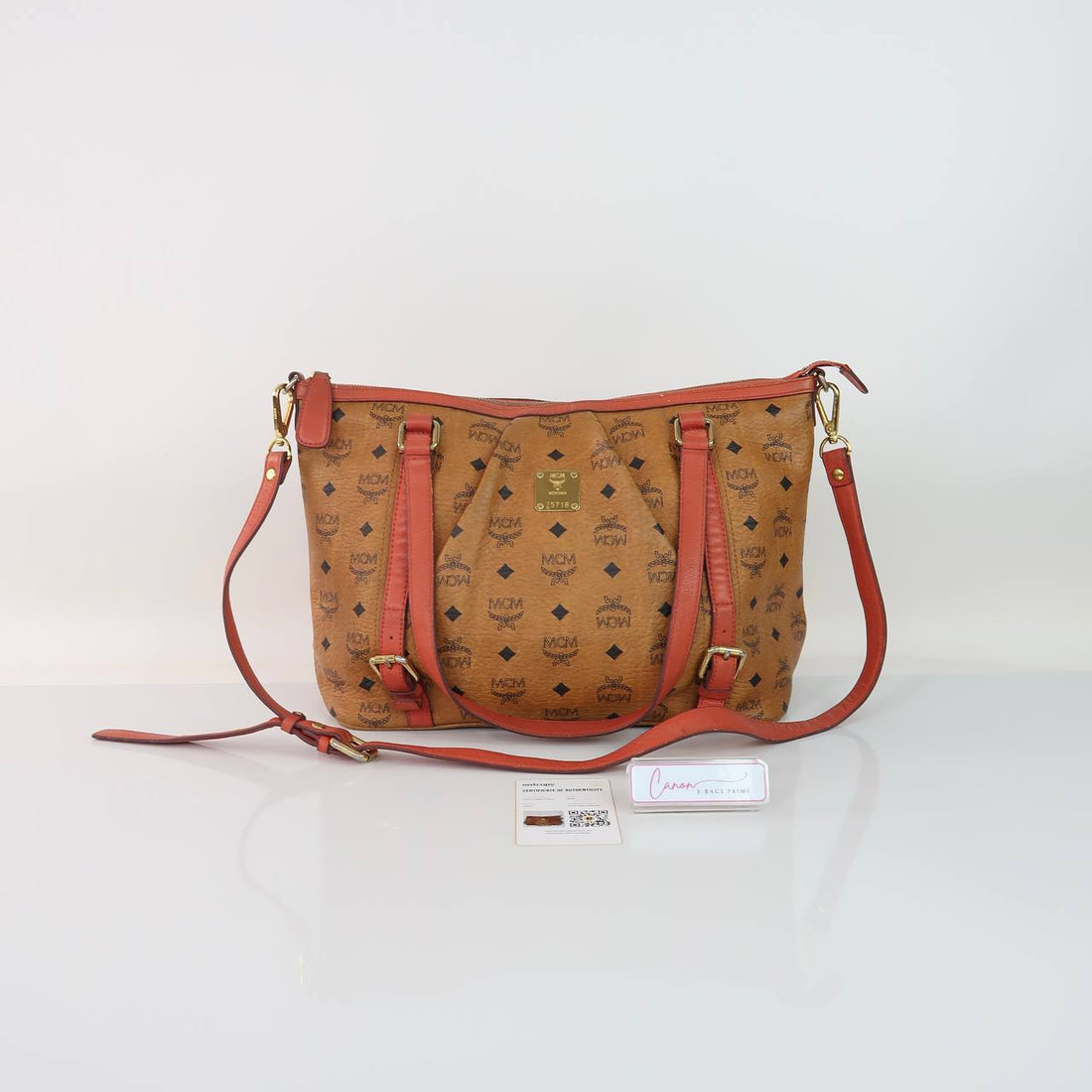 Pleated Visetos Shopper Tote Bag