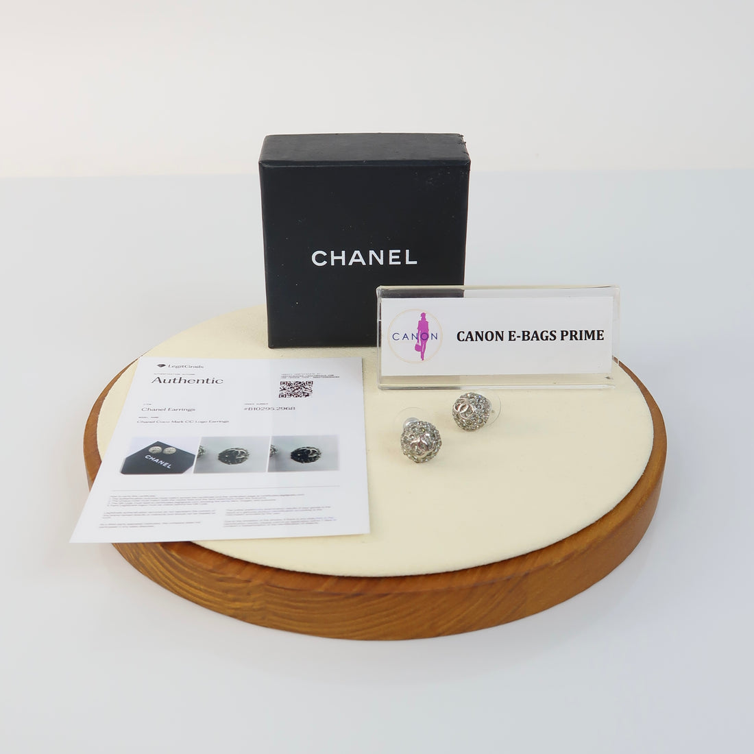 Silver Tone Metal & Crystal Stud Earrings