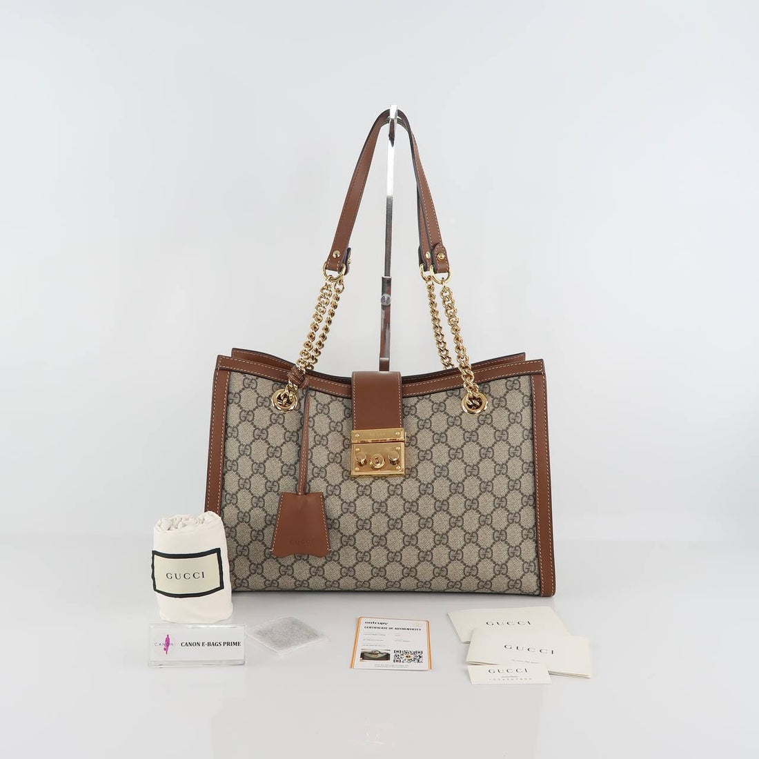 GG supreme canvas padlock chain shoulder bag