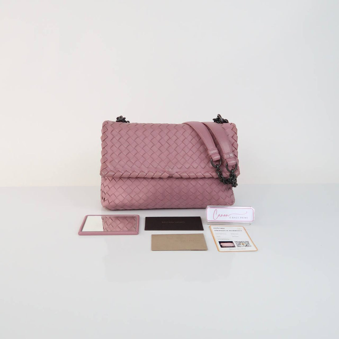 Olimpia Shoulder Bag Woven Nappa Leather Chain Link Strap