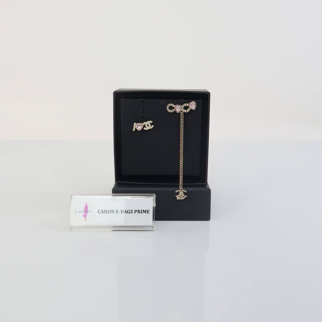 CC I love coco heart chain climber with crystals drop earrings