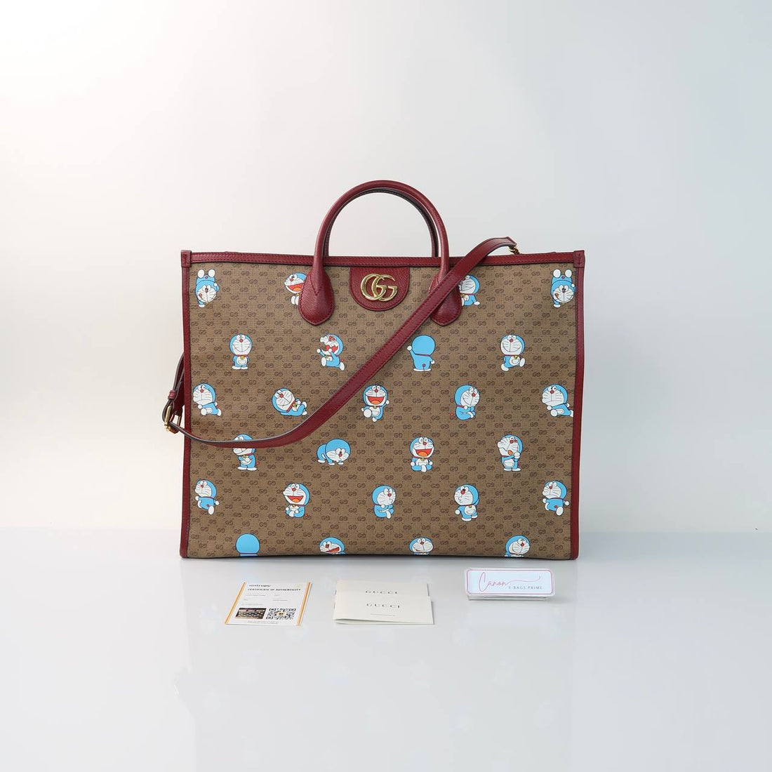 X Doraemon GG Supreme Tote Bag Red Trims