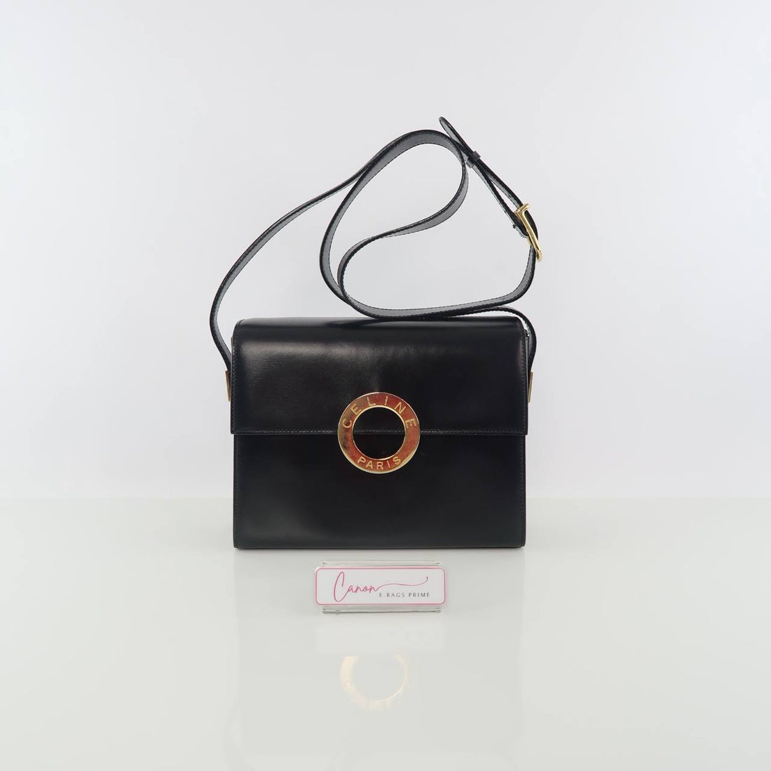 Vintage Box Bag with Gold Tone Circle Logo Clasp