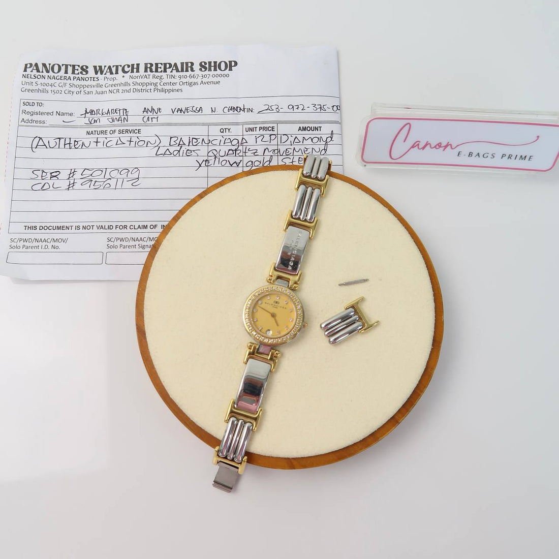 12P Diamond Ladies Quartz Movement Yellow Gold Steel 24mm
