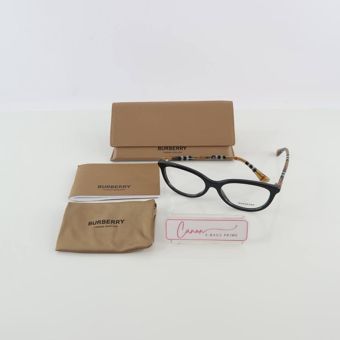 Cat-Eye Shape Iconic Check Pattern Eyeglasses