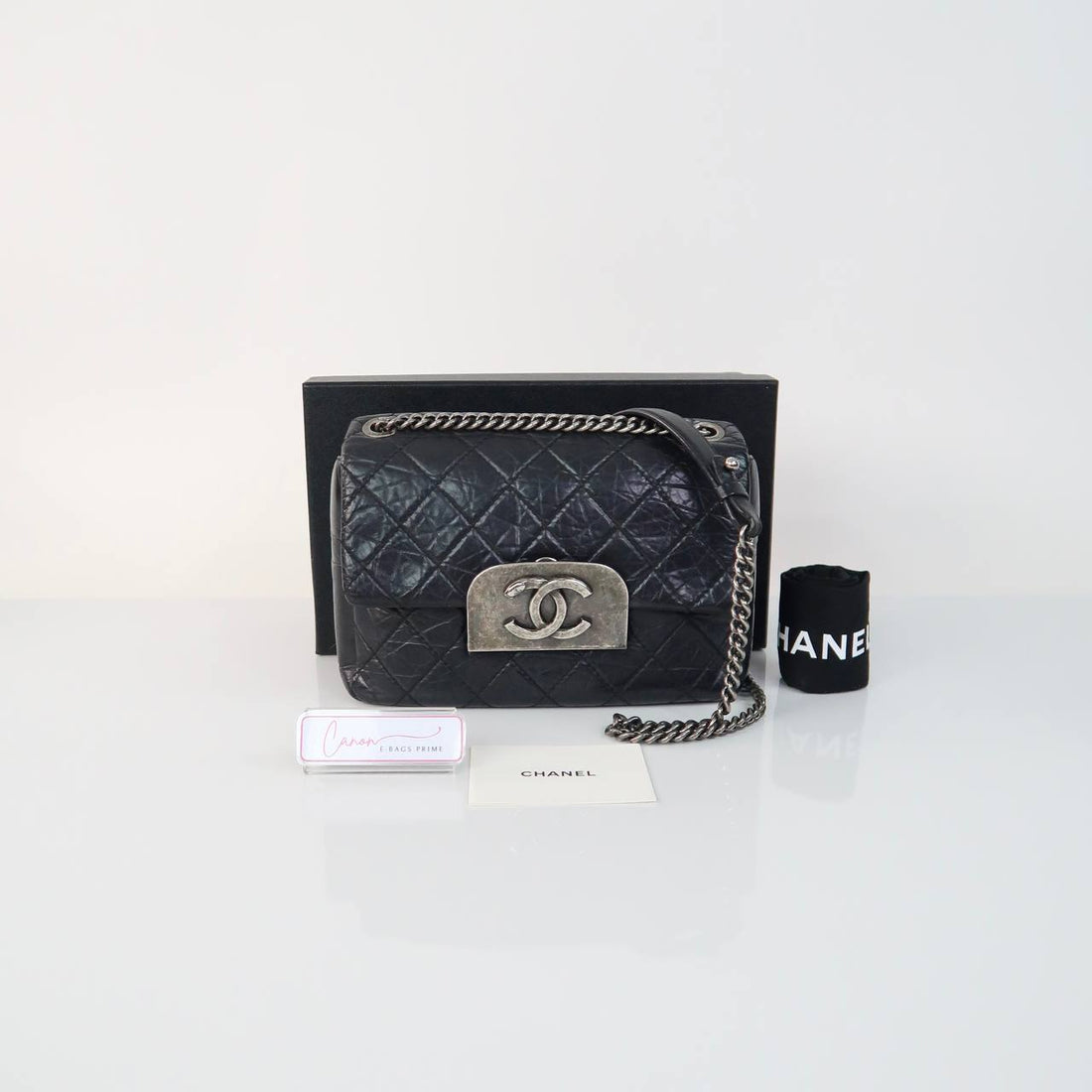 CC Quilted Aged Calfskin CC Square Flap