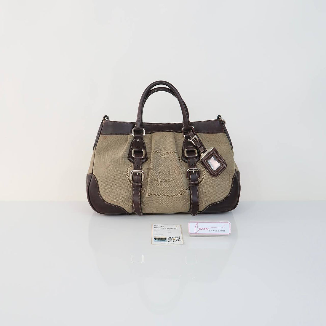 Jacquard Embroidered Logo Handbag