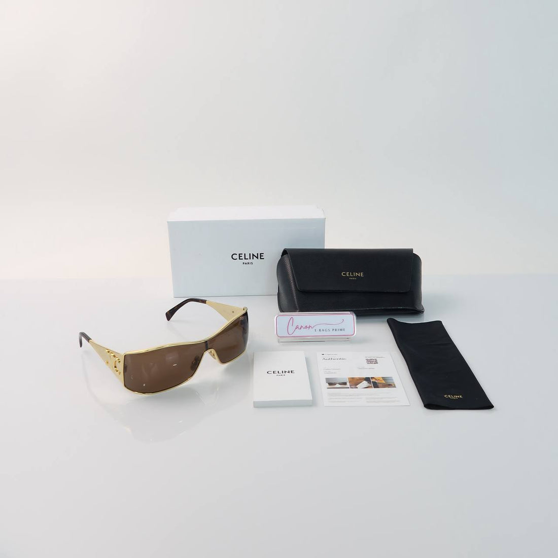 Triomphe Metal Racer Shield Gold-Tone Frame And Brown Lenses Sunglasses
