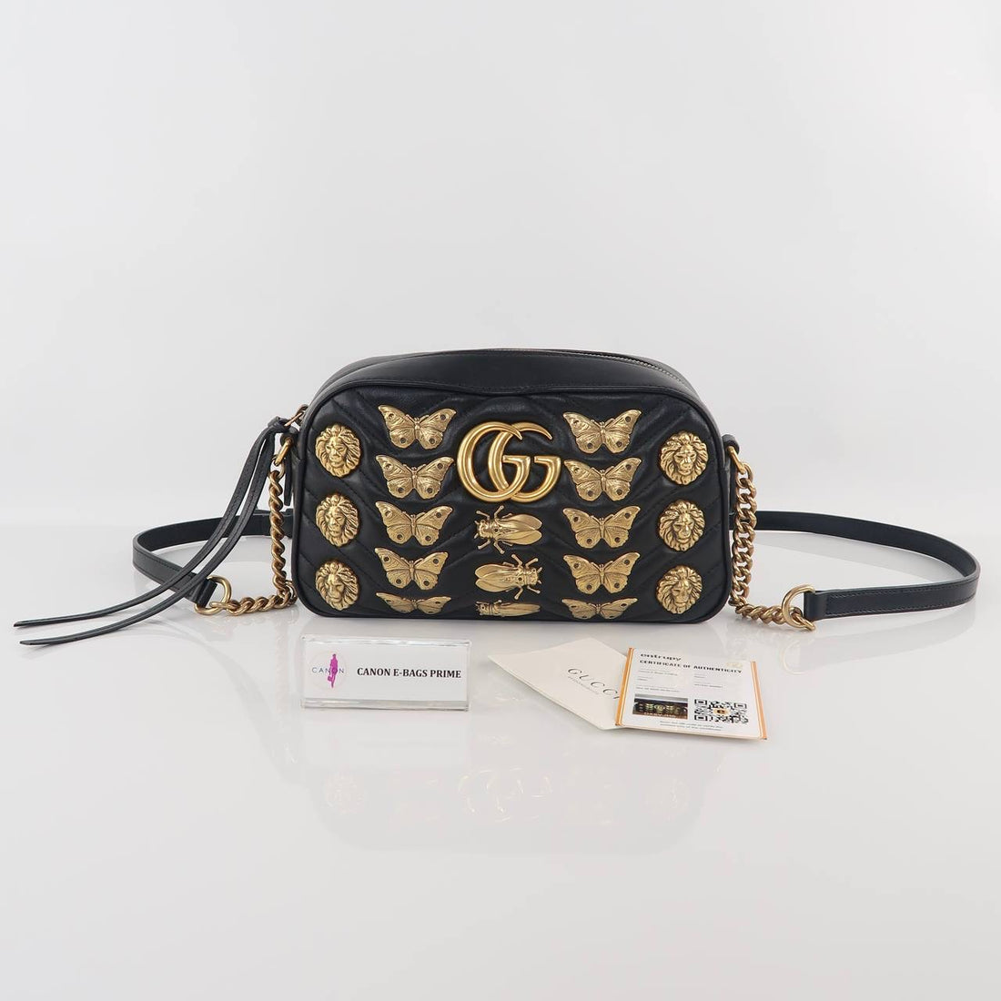 GG Marmont Limited Edition Gold Animal Studs Camera Bag