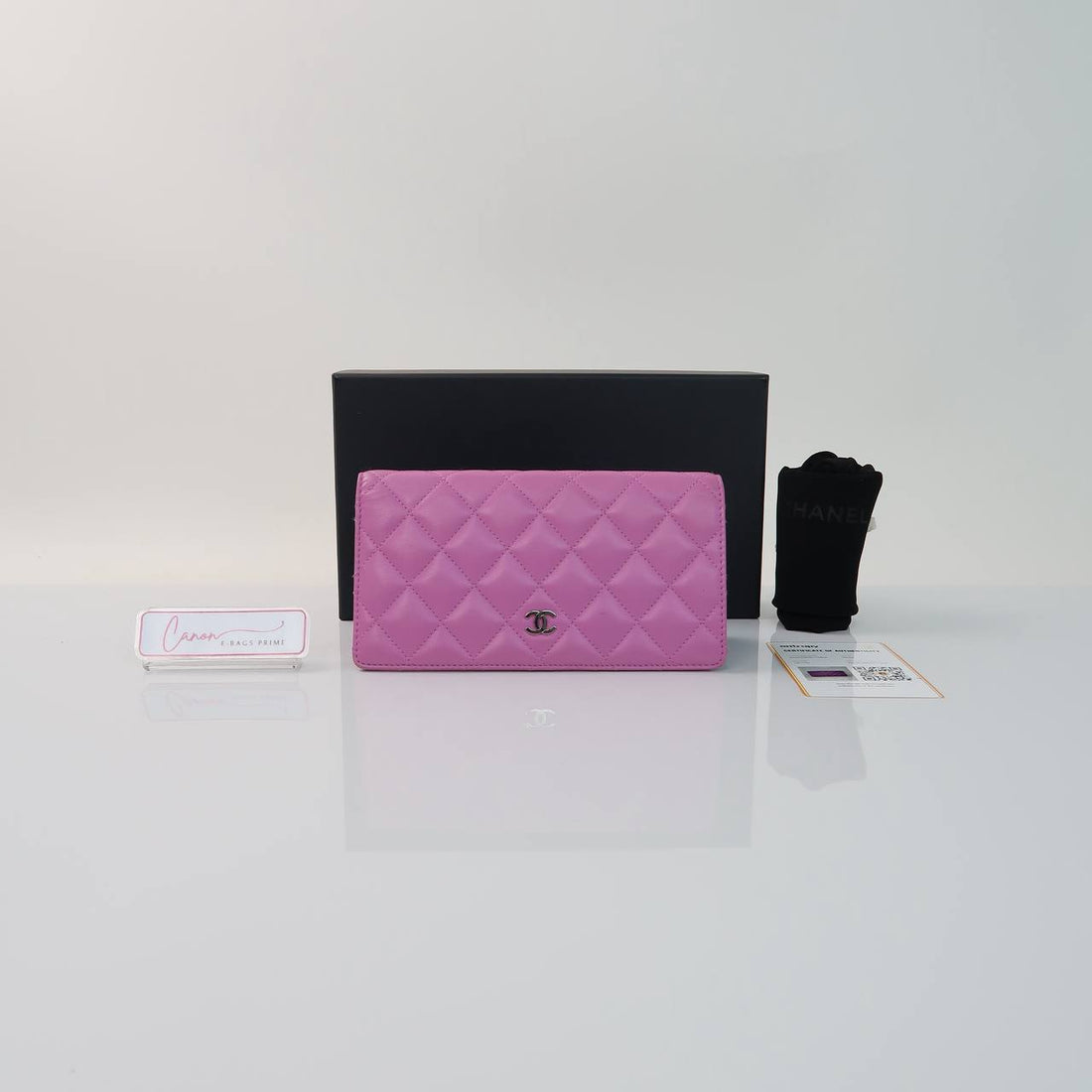 Long Wallet with Silver Tone CC Logo