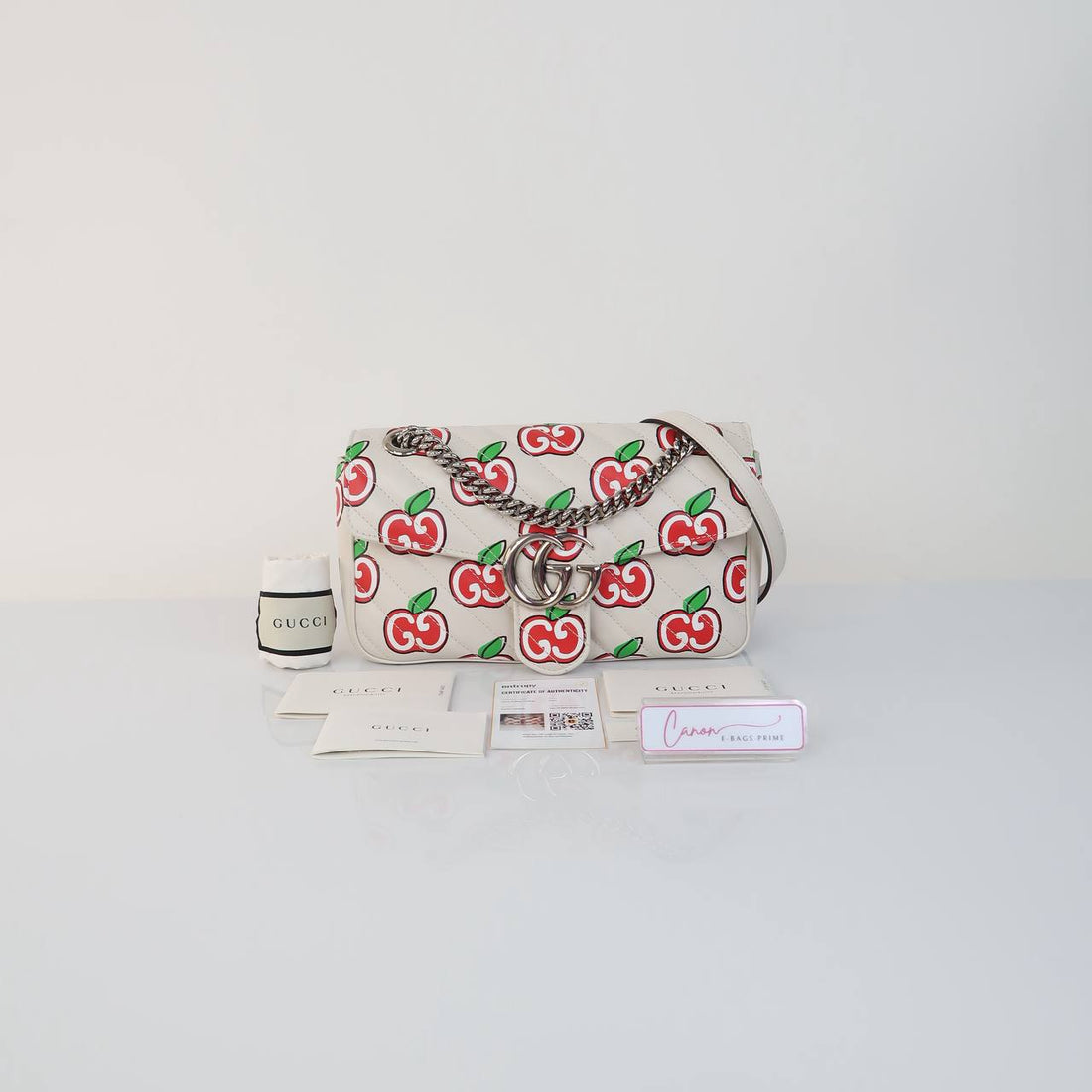 GG Marmont Apple Print Flap Shoulder Bag