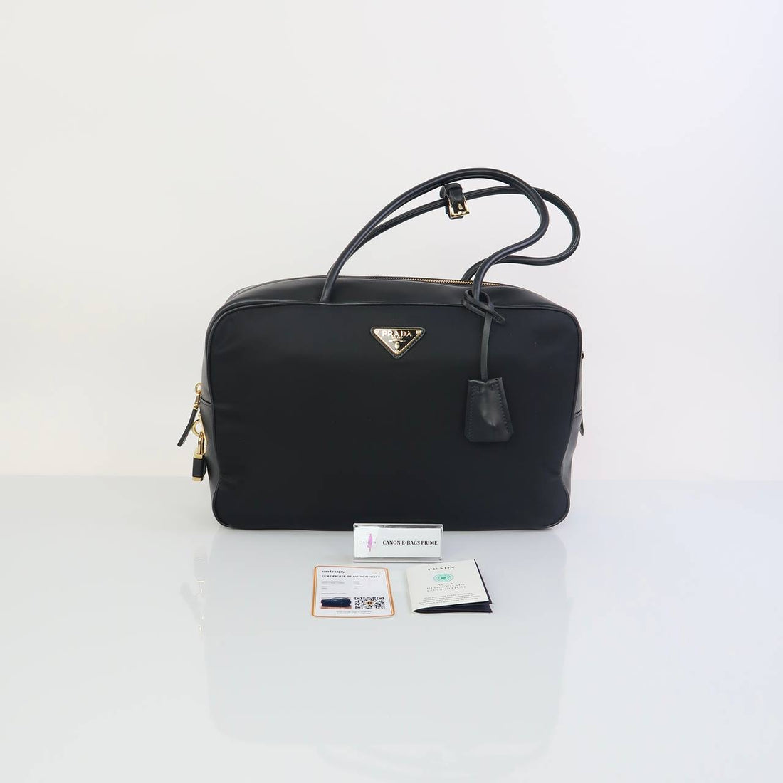 Re-Nylon Leather Top Handle Bag