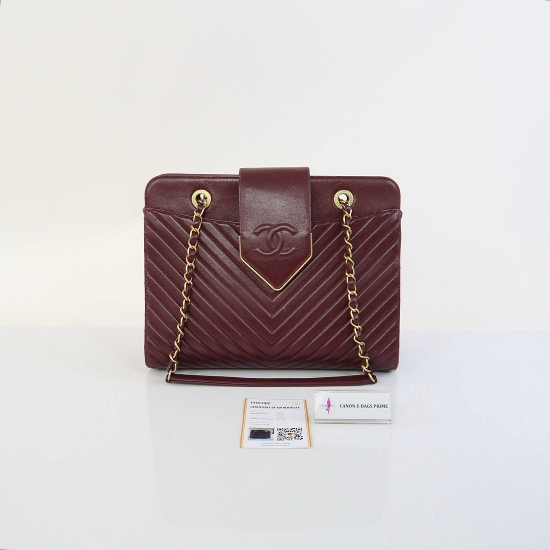 Chevron Quilted Leather Collar and Tie Flap Bag