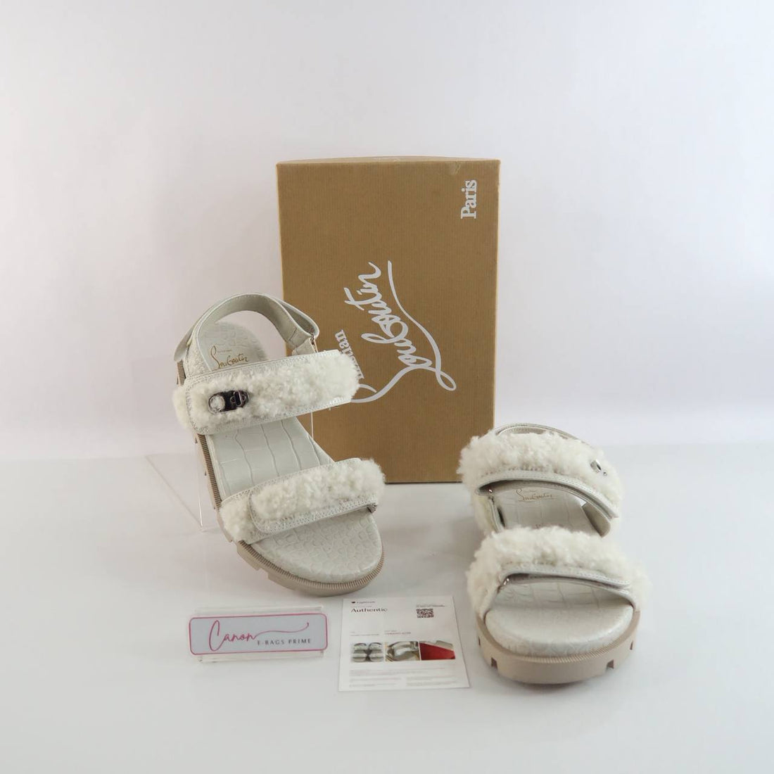 Lock Wool Shearling Sandals Croc Embossed
