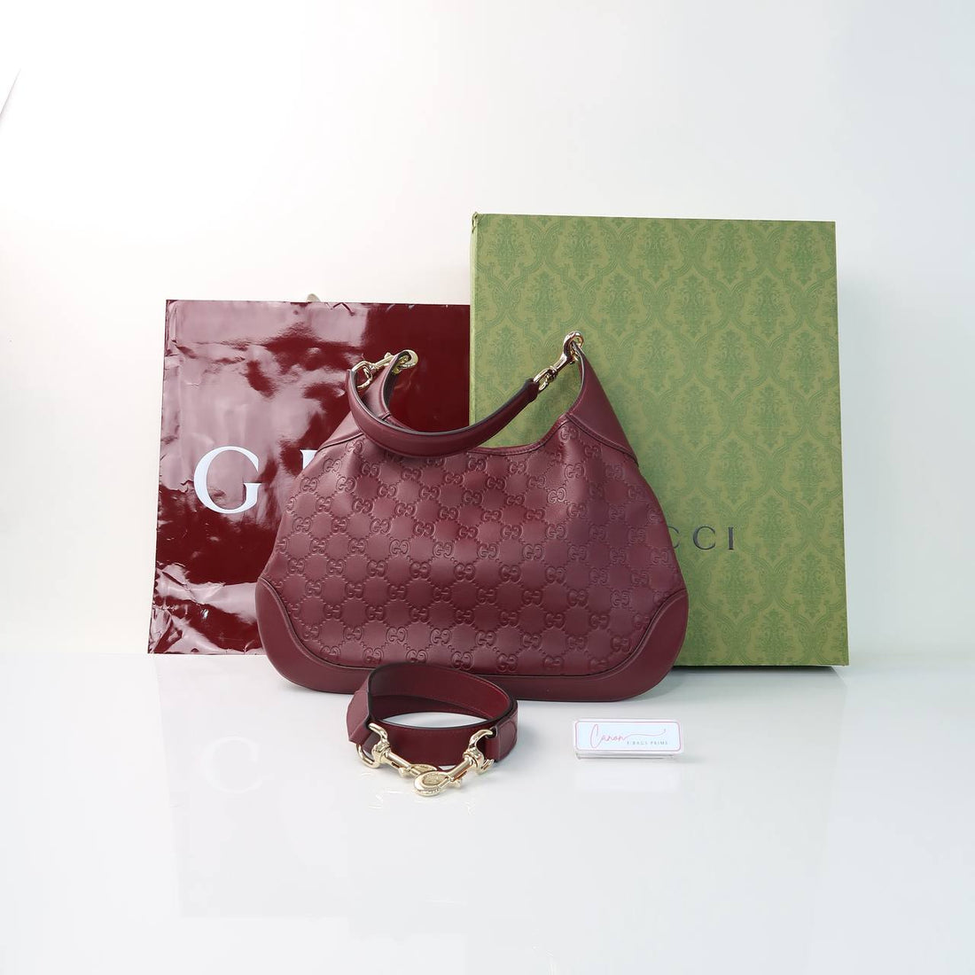 B Shoulder Bag Embossed GG Leather