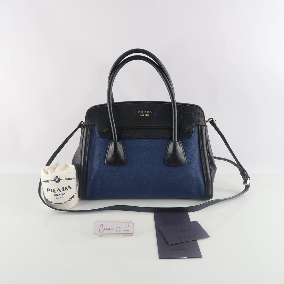 Cuir Trimmed Canvas Satchel Two Way Bag