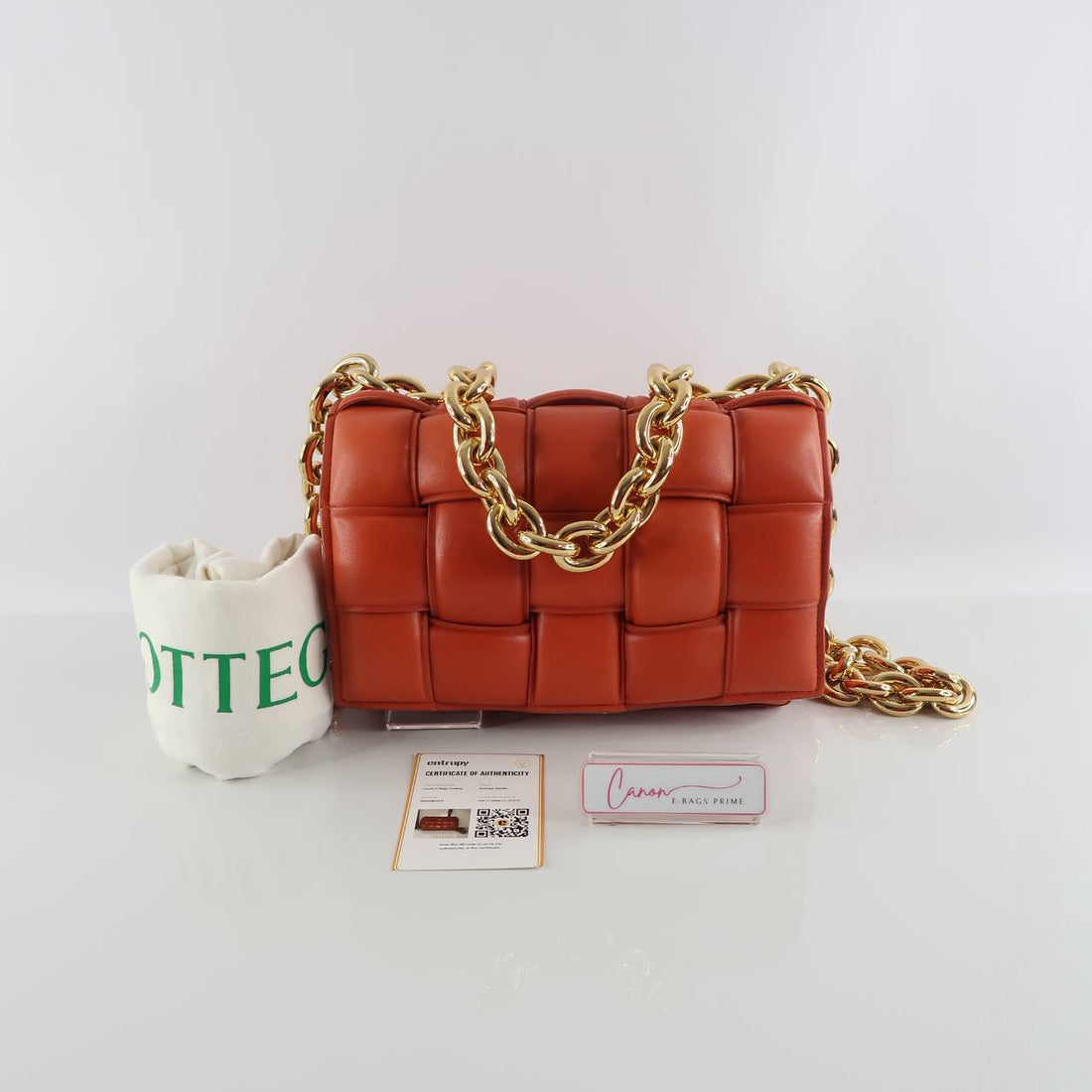 Intrecciato Padded Chain Cassette Crossbody Bag