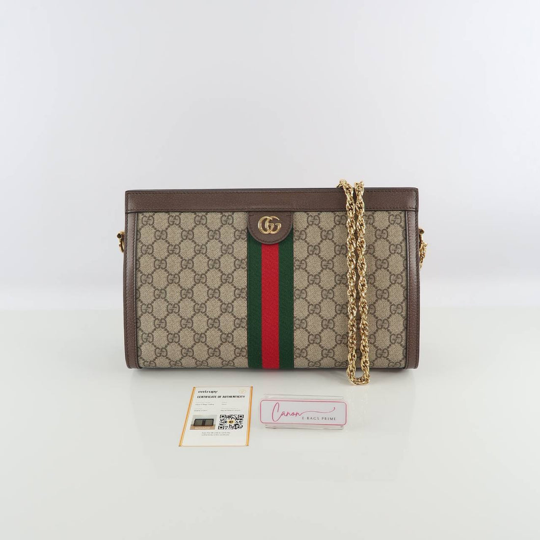 Ophidia GG Supreme Coated Canvas Clutch/Chain Bag