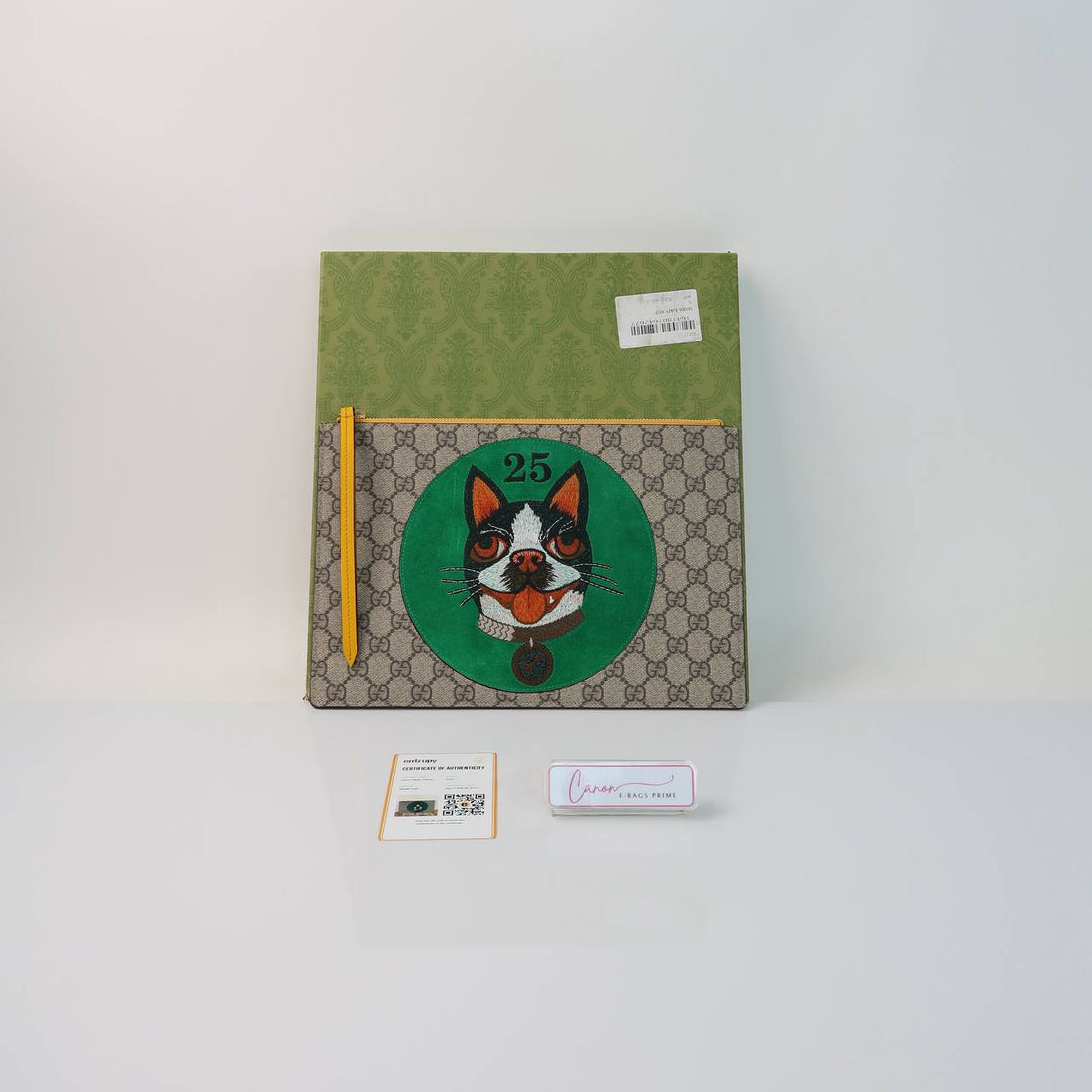 GG Supreme Bosco Flat Pouch Embroidered Applique Boston Terrier