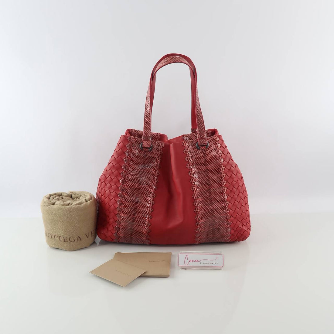 Intrecciato Woven Python Nappa Tote Bag