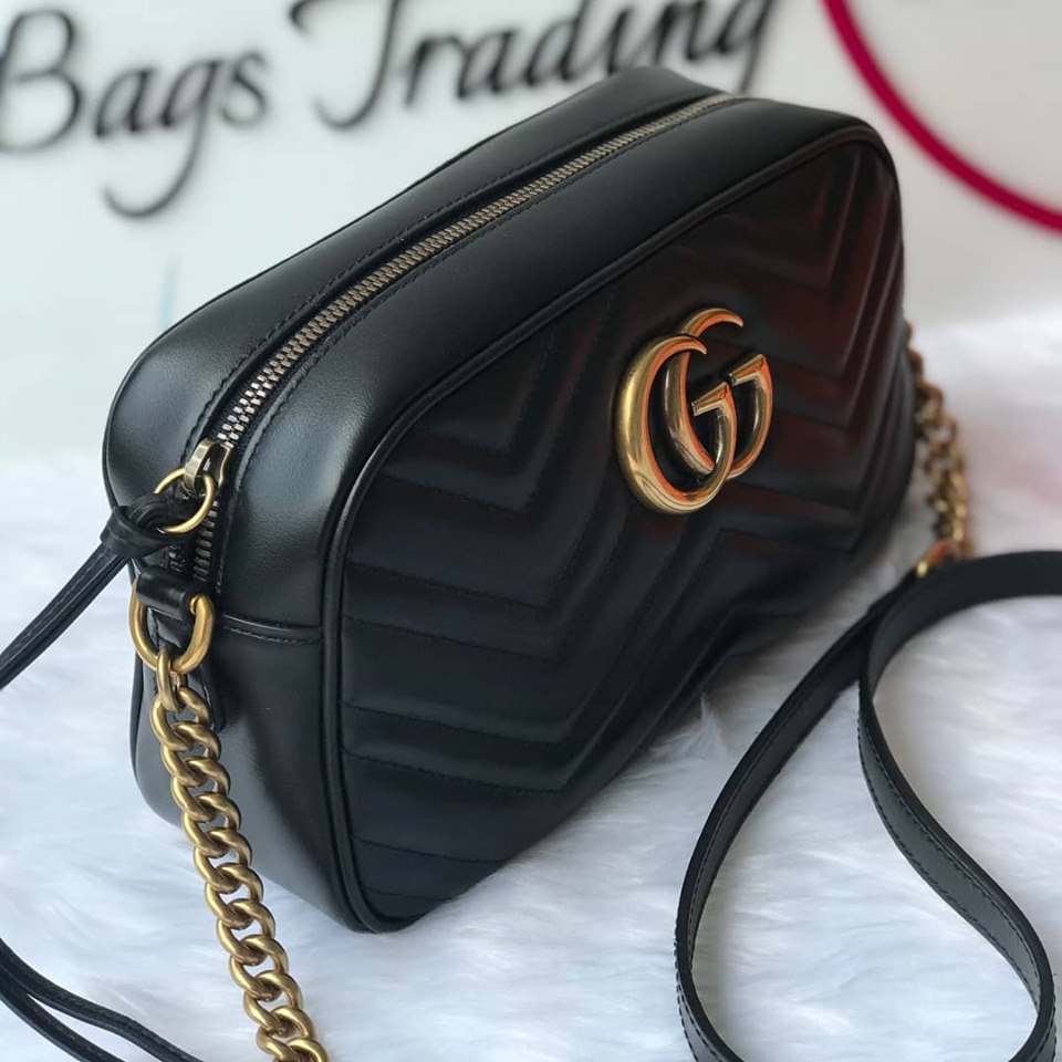  Gucci  Marmont Black Small Camera Bag Made  in Italy  