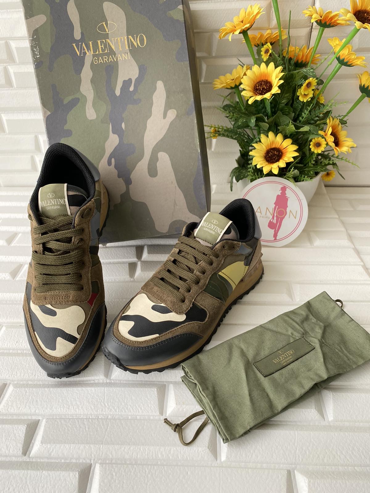VALENTINO GARAVANI Rockrunner Leather Camouflage Sneakers | Holt Renfrew