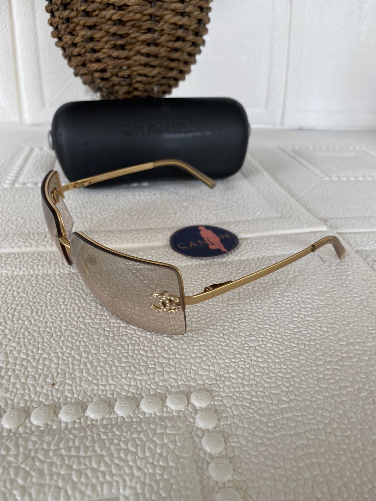 Chanel Gold 4104 CC Rimless Sunglasses