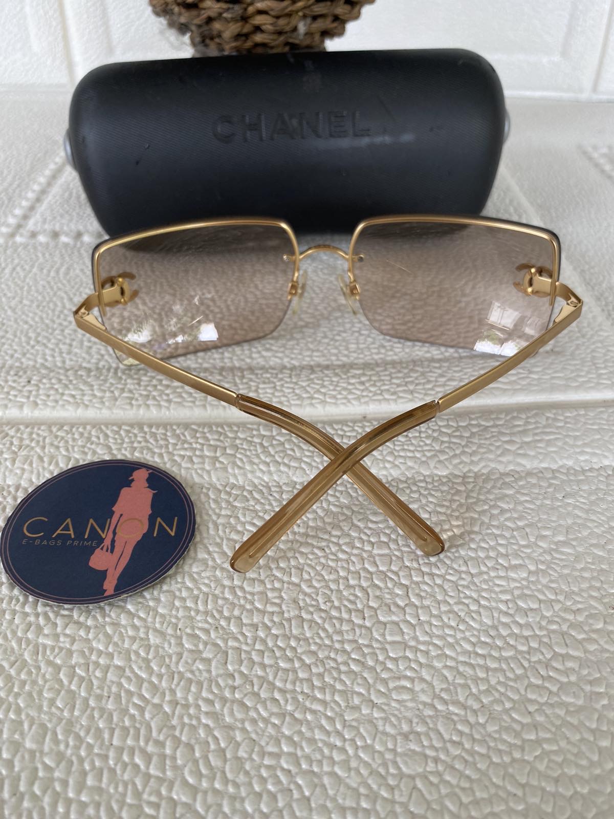 RESERVED 💕Chanel Gold Rhinestone CC Rimless 4092 b Sunglasses. Made in  Italy.