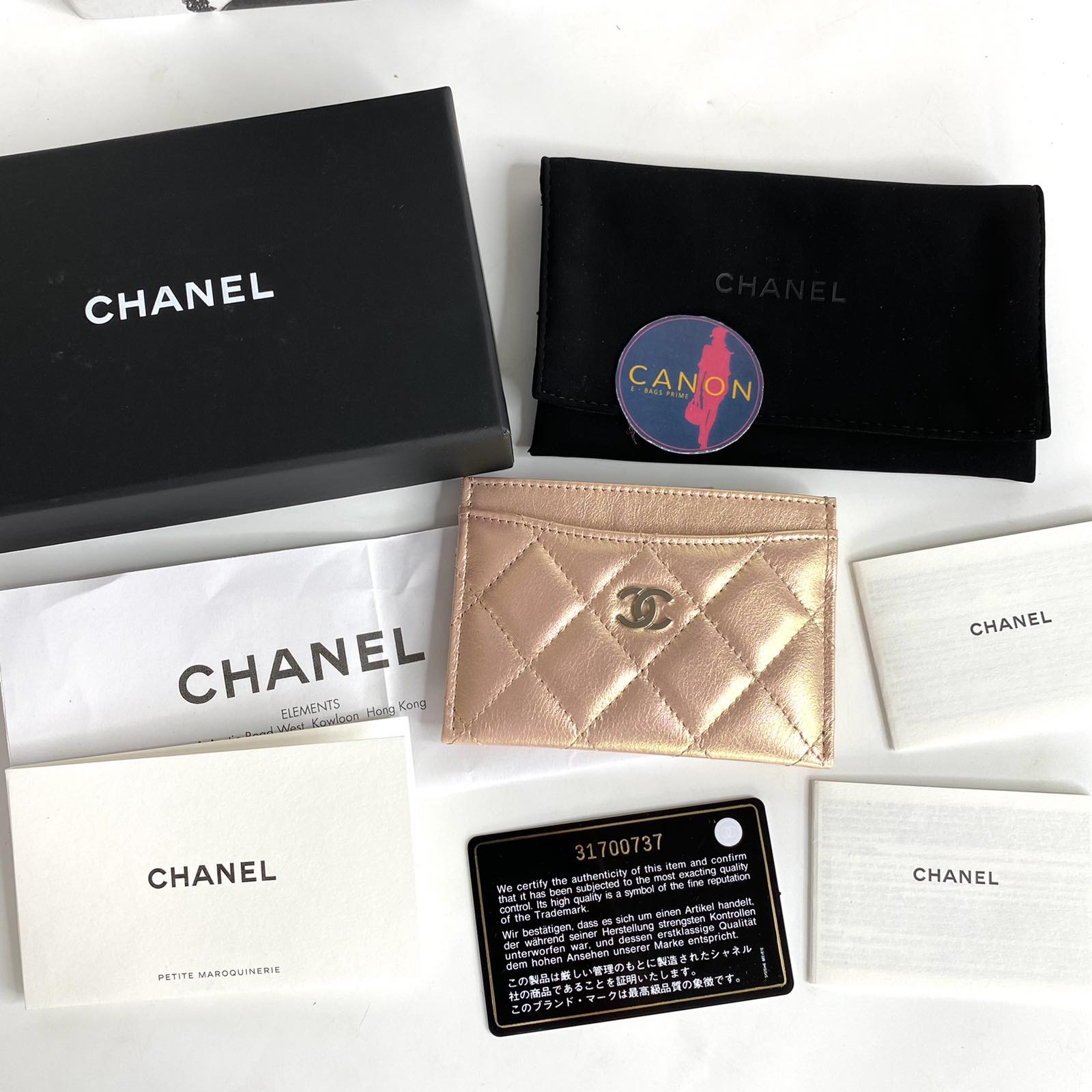 Chanel Iridescent Lambskin Pink Card holder. Series 31xxx - Canon E-Bags  Prime