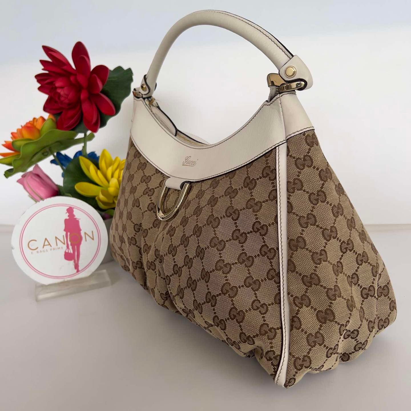 Gucci GG Abbey White Trims Shoulder Bag. Made in Italy