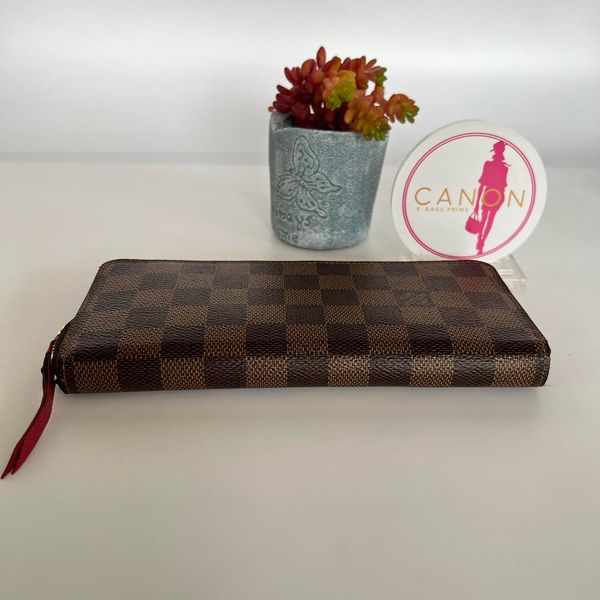 Louis Vuitton Damier Ebene Clemence Wallet. Red Interior. Made in France.  DC: SF4129 - Canon E-Bags Prime