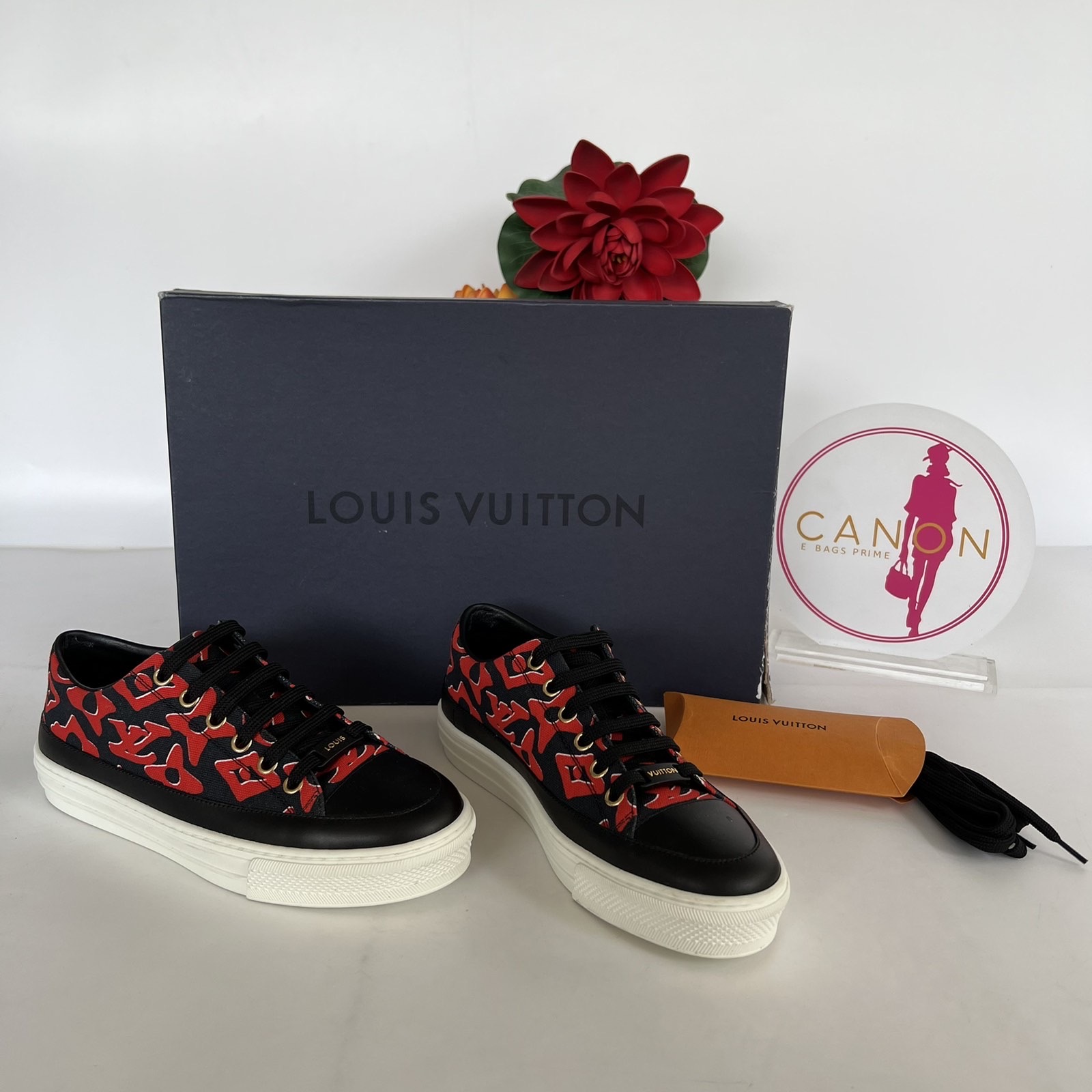 LOUIS VUITTON STELLAR OPEN BACK ORIGINAL USED SNEAKERS, Women's Fashion,  Footwear, Sneakers on Carousell