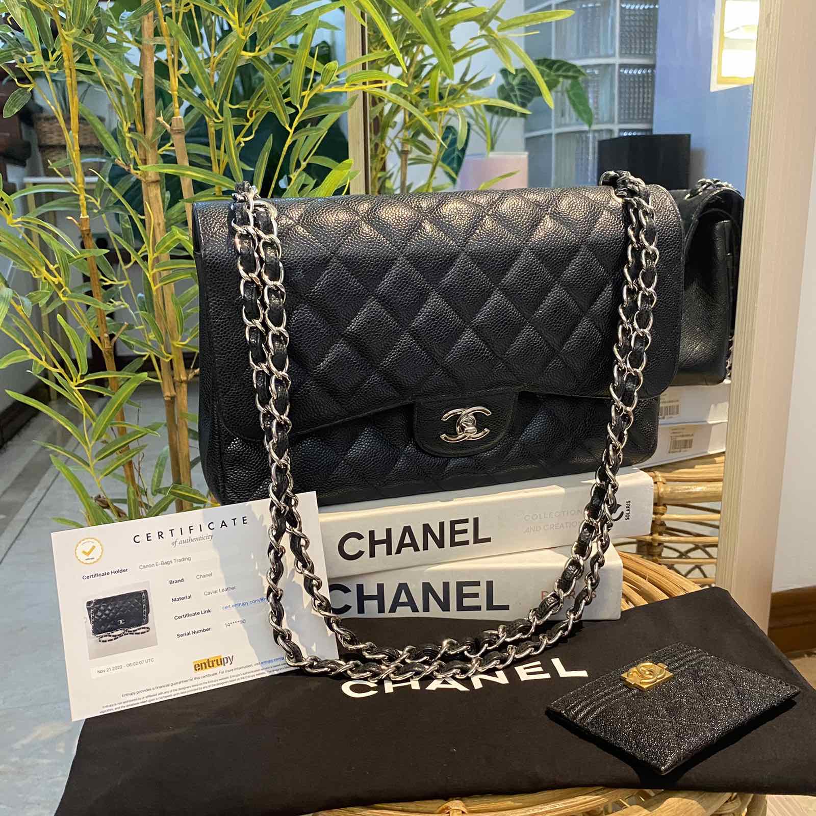 Chanel Double Flap Jumbo Caviar Silver Hardware. Series 14xxxxxx. Made in  Italy. With dustbag & certificate of authenticity from ENTRUPY ❤️