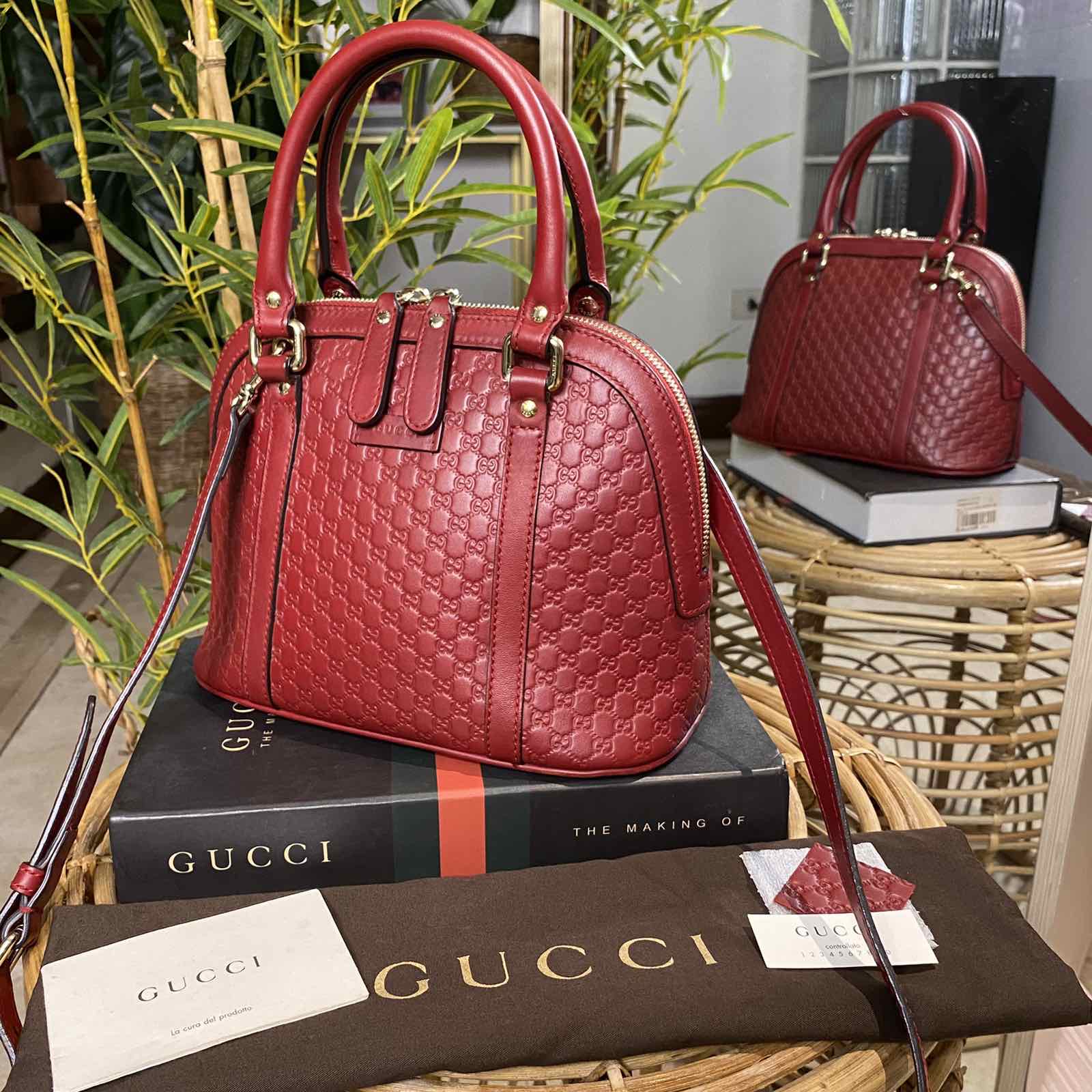 SOLD💕 Gucci Microguccissima Red Dome Two Way Bag. Made in Italy. With long  strap, swatch, card & dustbag ❤️