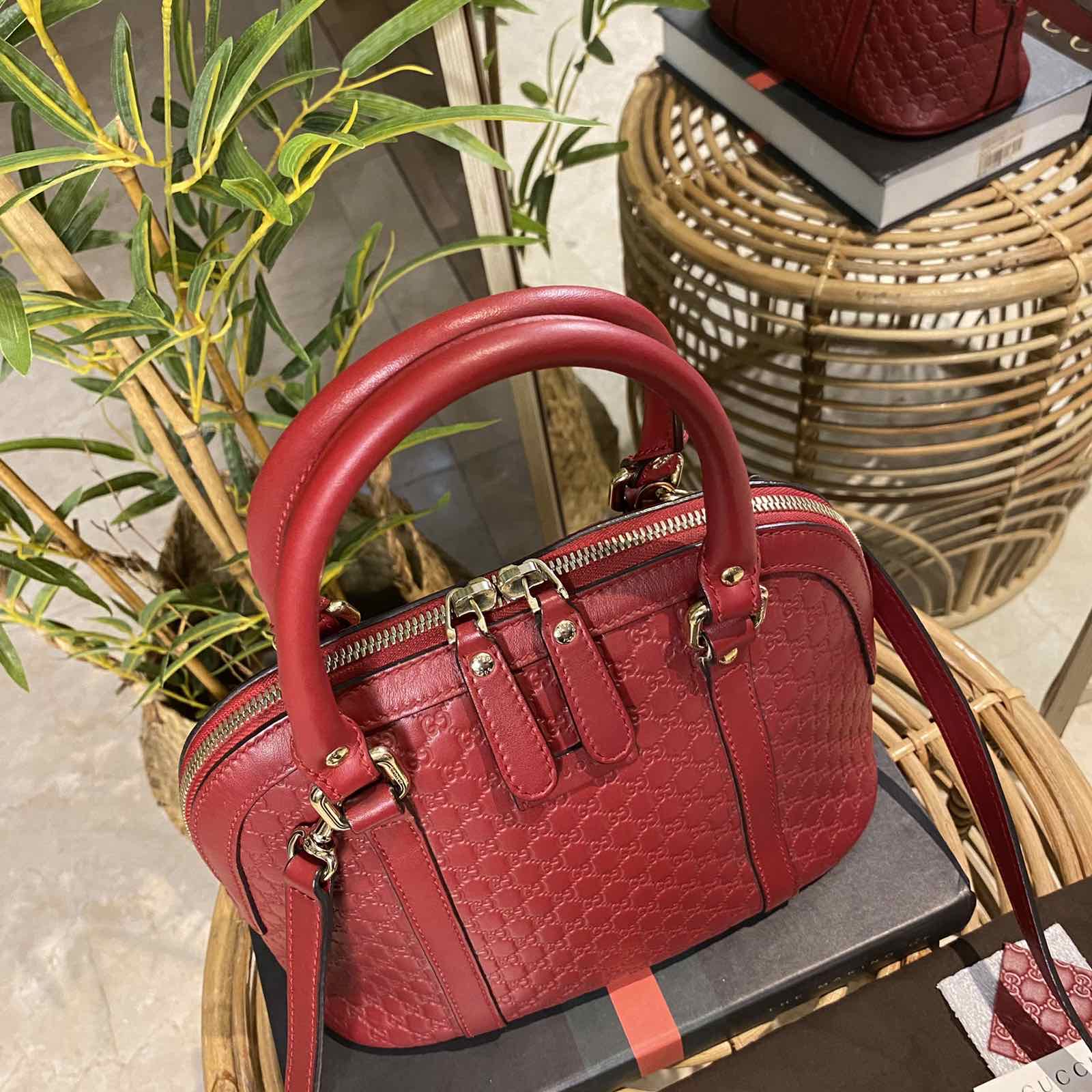 SOLD💕 Gucci Microguccissima Red Dome Two Way Bag. Made in Italy. With long  strap, swatch, card & dustbag ❤️