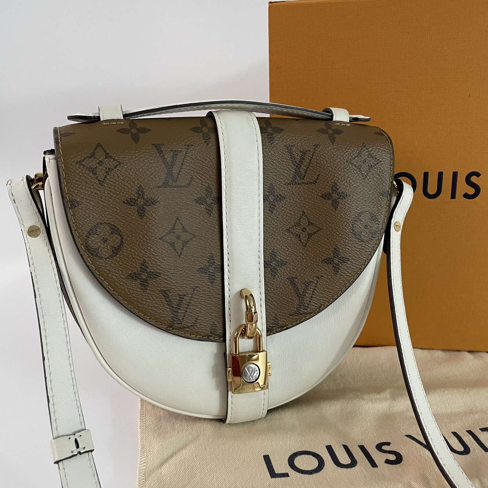 Louis Vuitton Pattern Print, White Reverse Monogram Chantilly Lock Crossbody Bag