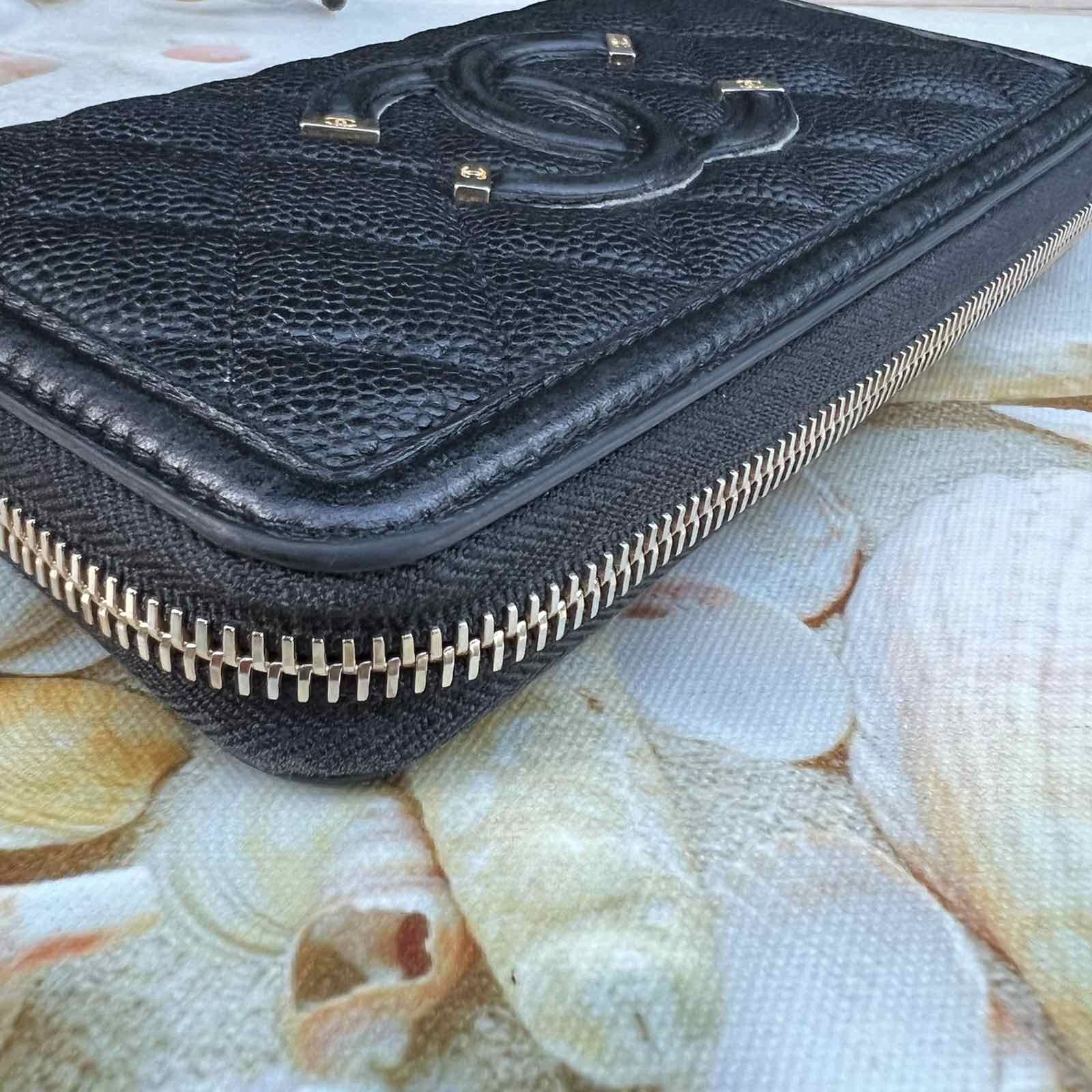 Chanel Black Long Caviar Zippy Wallet Gold Hardware. Series 26xxxxxx. Made  in Italy. With box ❤️