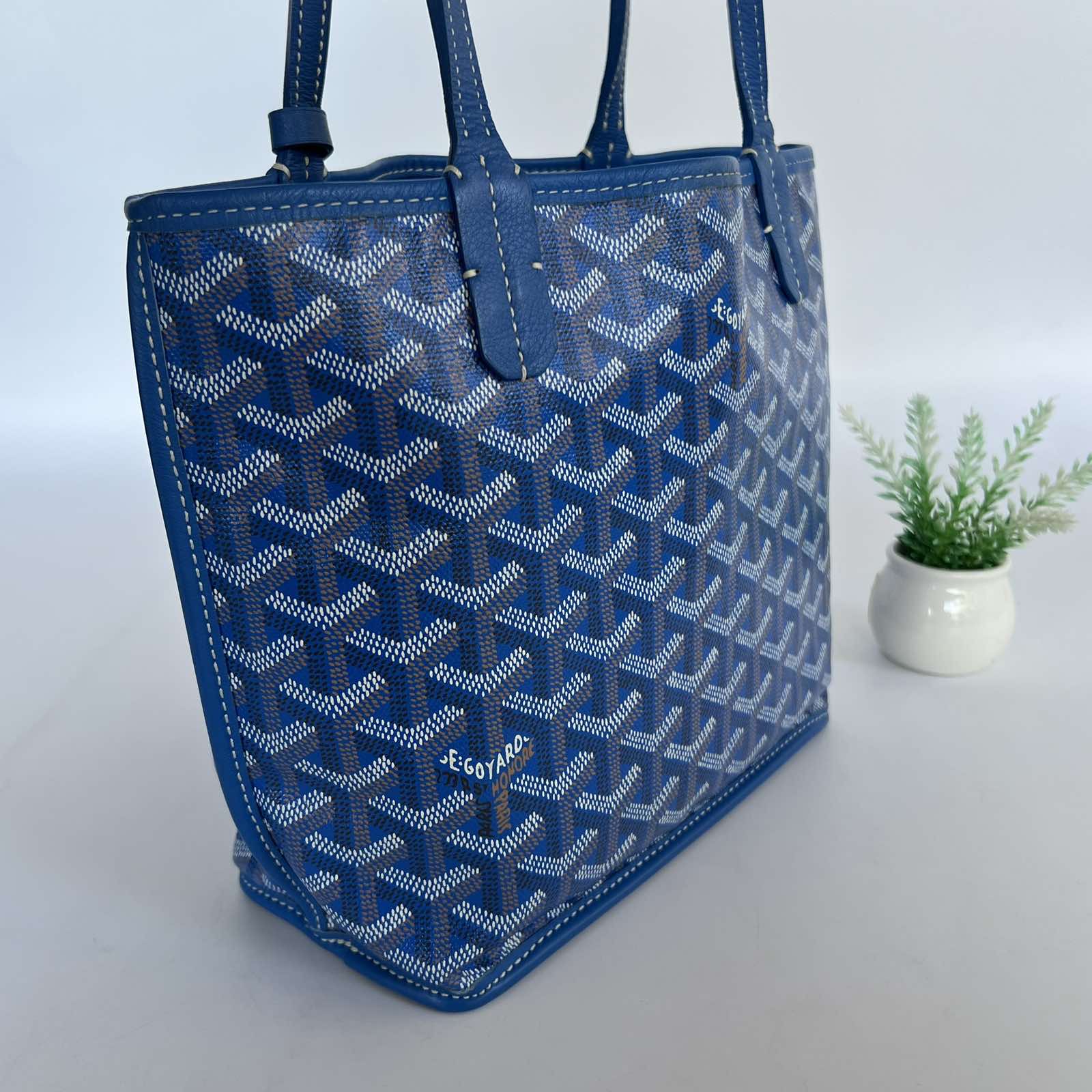 Goyard Anjou Mini Blue. Made in France. With pouch & paperbag