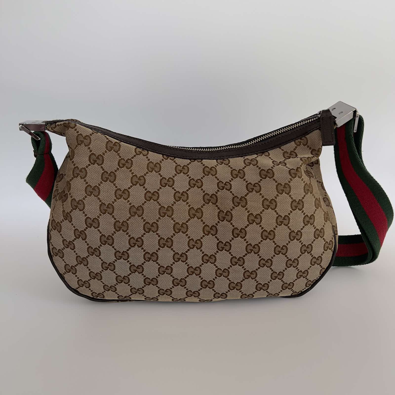 Gucci Croissant Monogram Half Moon 869623 Black Canvas Cross Body Bag, Gucci