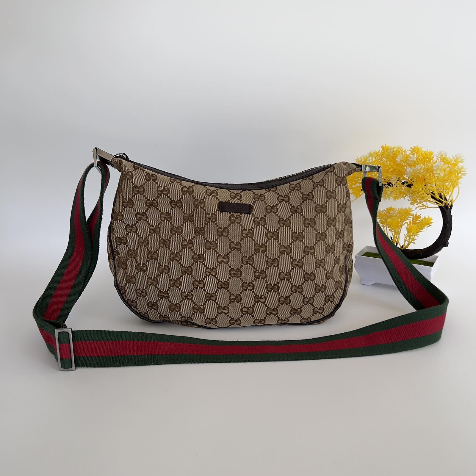 Gucci Croissant Monogram Half Moon 869623 Black Canvas Cross Body