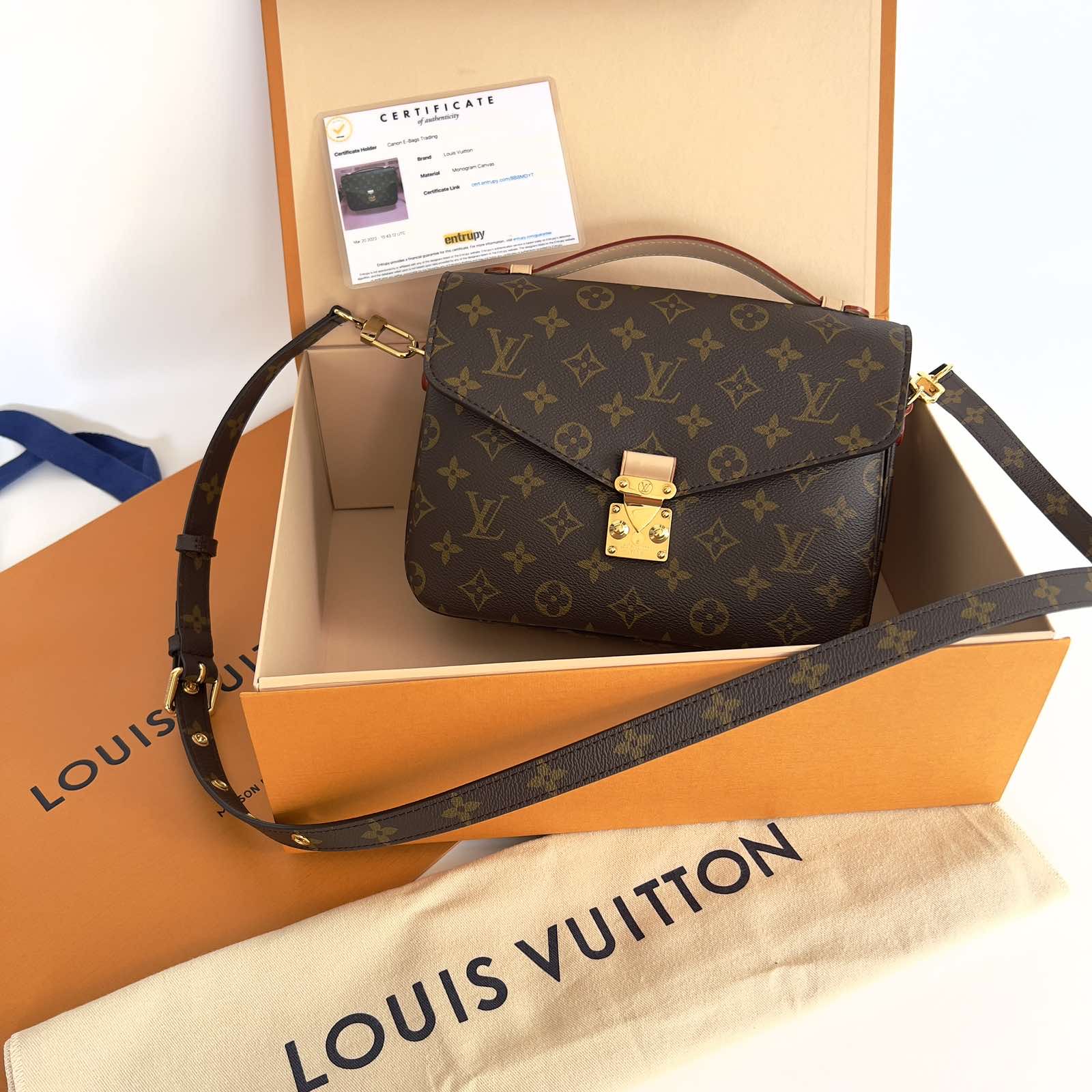 348 - Louis Vuitton monogram Pochette Metis w/BOX, Dustbag, Paperwork,  Entrupy COA and ribbon